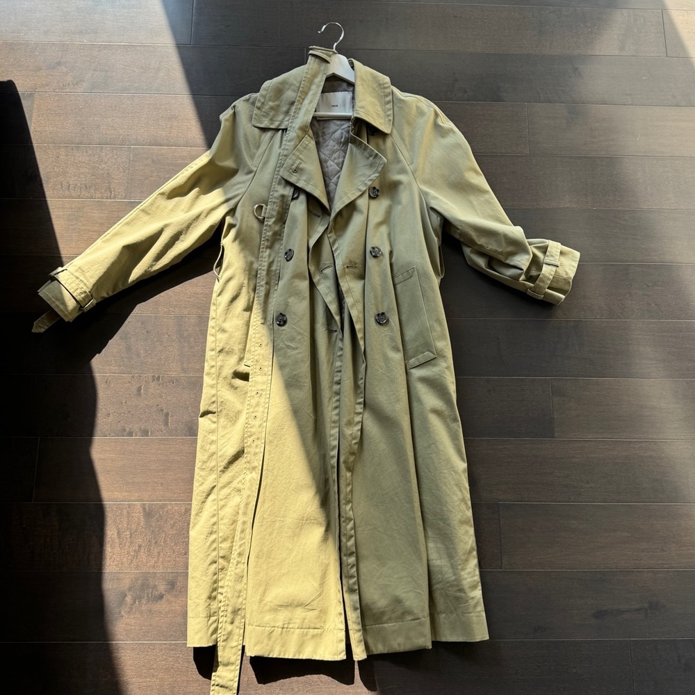 Mango Olive Green Long Trench Coat
